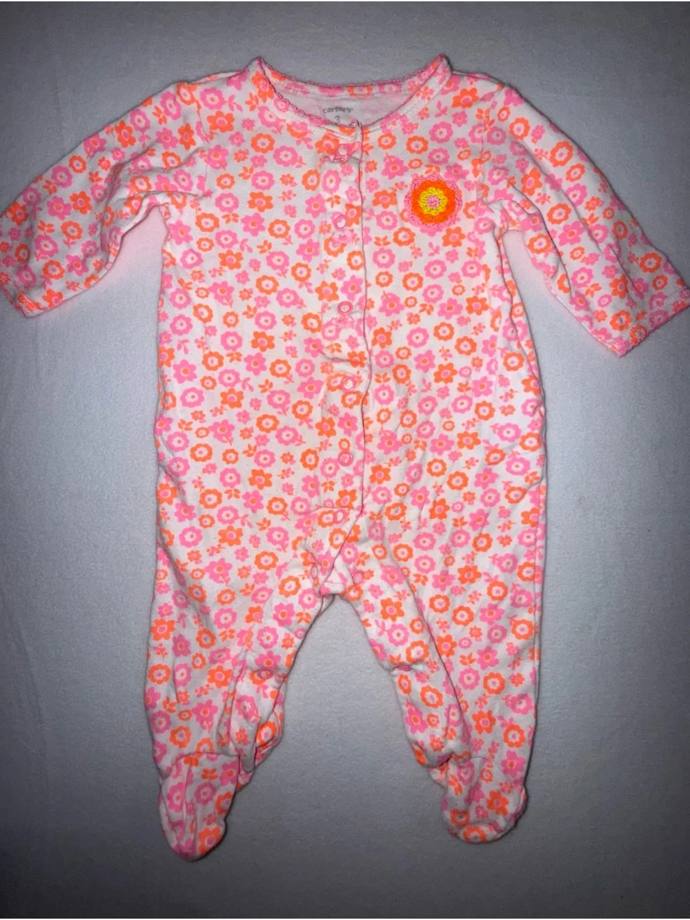 Bundle of 2 Carter's Baby One-Piece Sleepers - Size 3 months GUC